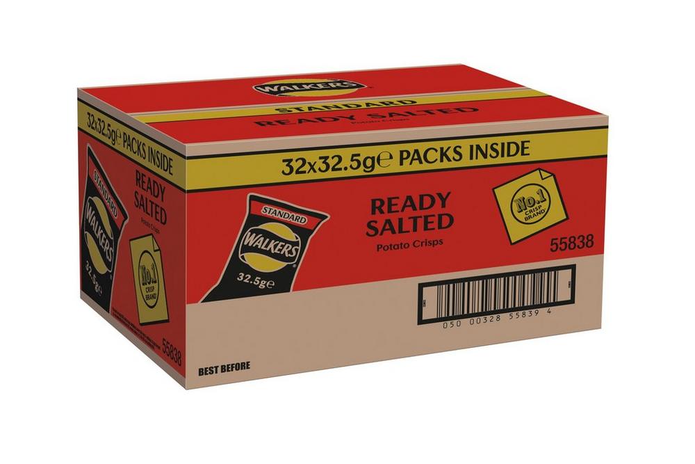 Walkers Crisps: Ready Salted - 32.5g (Box of 32)