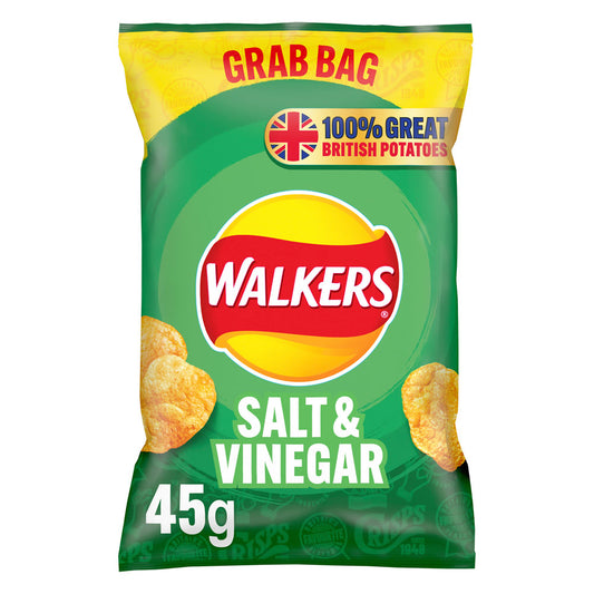 Walkers Salt & Vinegar Crisps Grab Bag 45g (Box of 32)