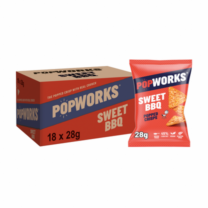 Walkers Popworks BBQ Crisps - 28g (Box of 18)