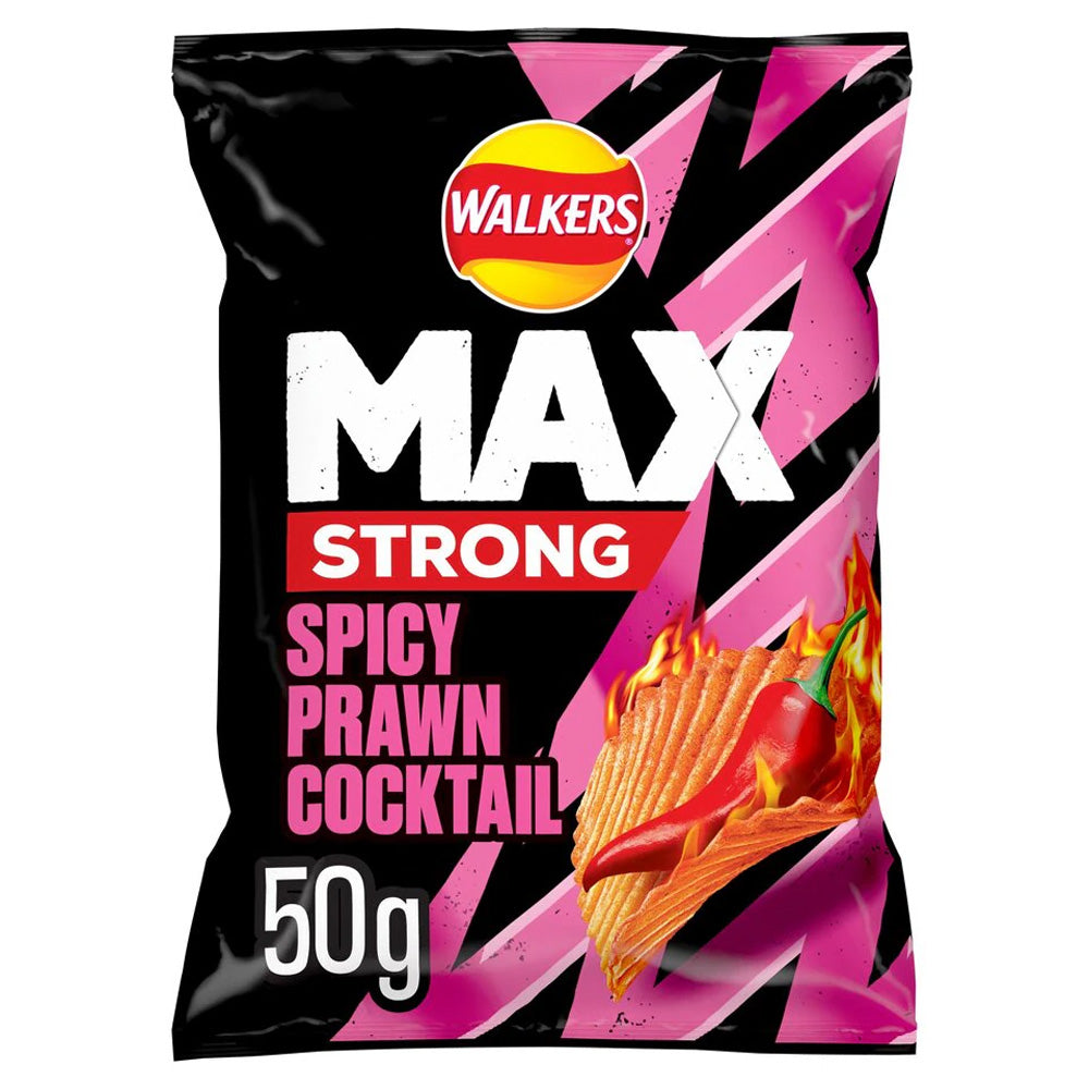 Walkers Max Strong Spicy Prawn Cocktail Crisps 50g (Box of 24)