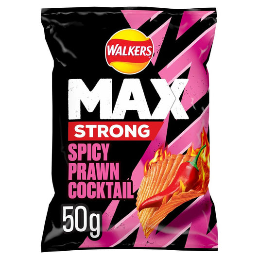 Walkers Max Strong Spicy Prawn Cocktail Crisps 50g (Box of 24)