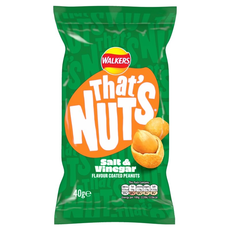 Walkers That's Nuts Salt & Vinegar 40g (Box of 20) – Vending Superstore