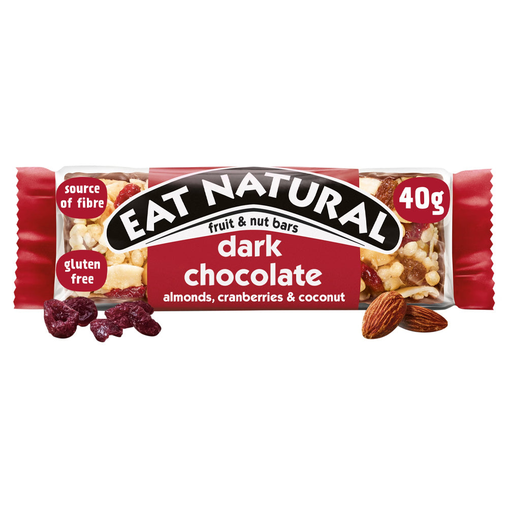 Eat Natural Dark Chocolate Almond and Cranberry Bar 40g - Pack of 12