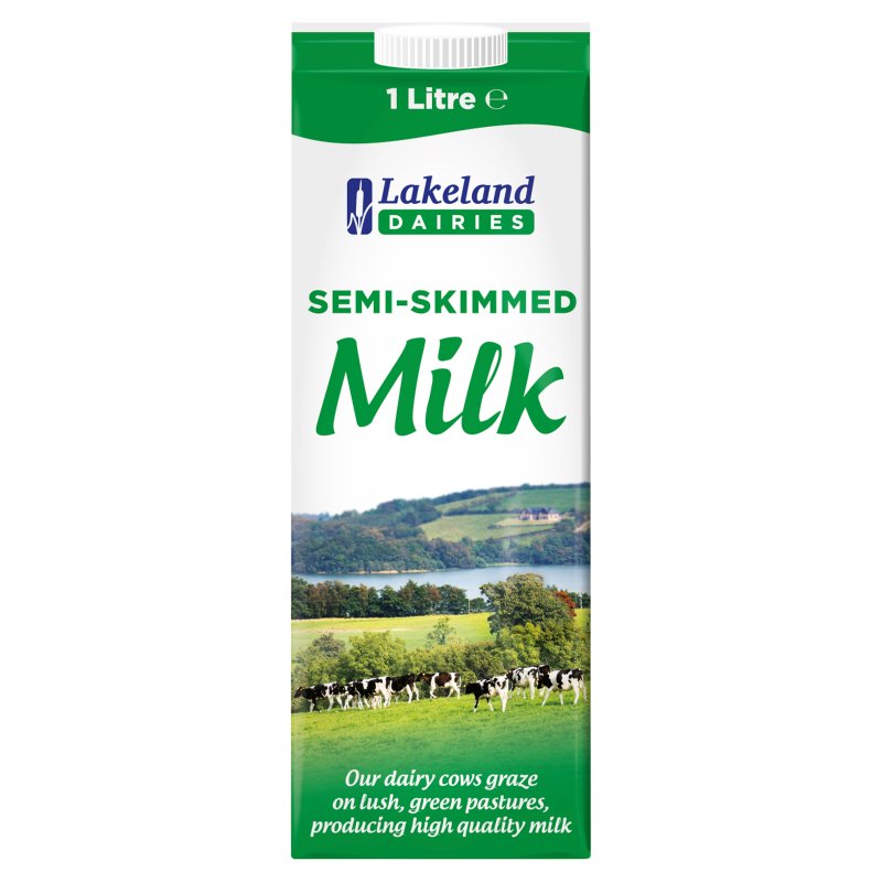 Lakeland Semi-Skimmed Longlife Milk - 1 Litre - Pack of 12