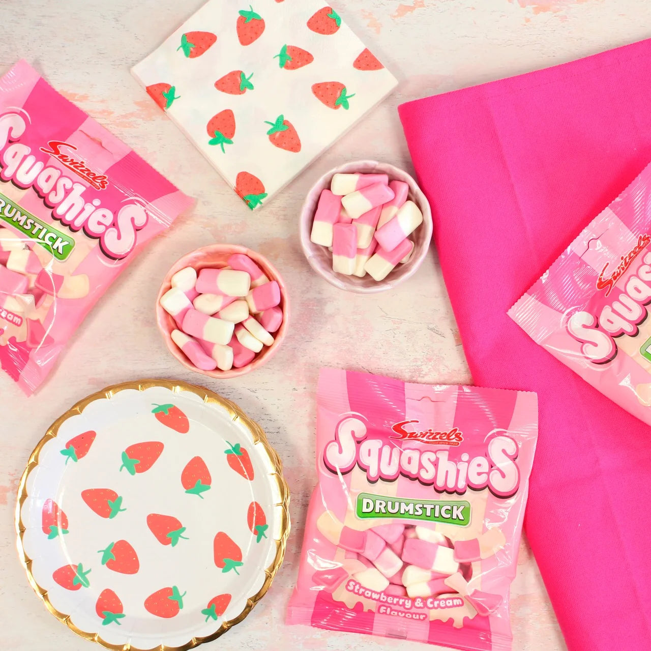 Swizzels Squashies Strawberries & Cream - 120g (Pack of 12)