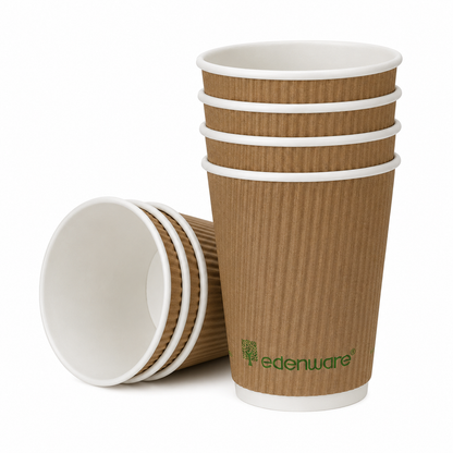 12oz Edenware Compostable Ripple Takeaway Coffee Cups - Case of 500