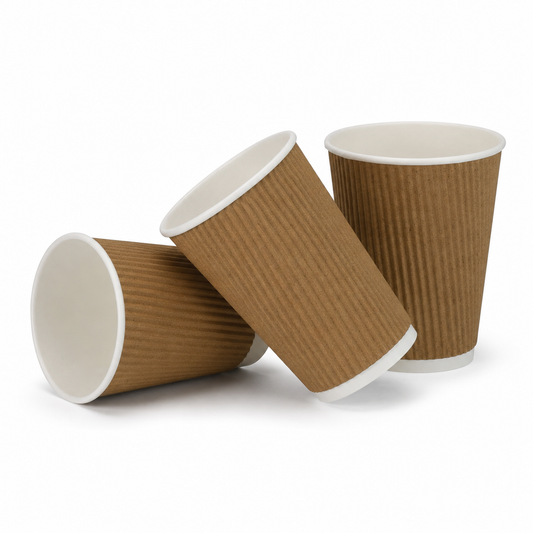 12oz Kraft Brown Ripple Takeaway Coffee Cups - Case of 500