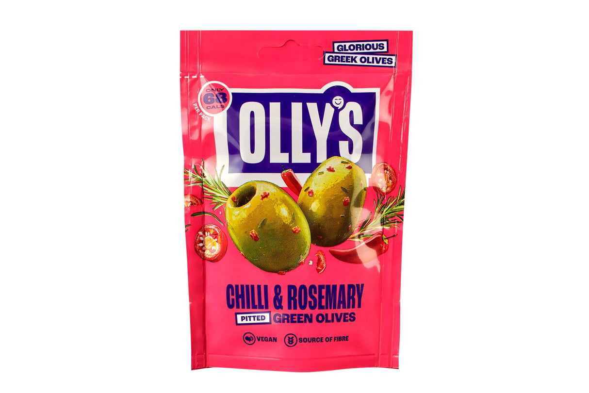 Olly's Chilli & Rosemary Olives - 50g Pouches (Pack of 12)