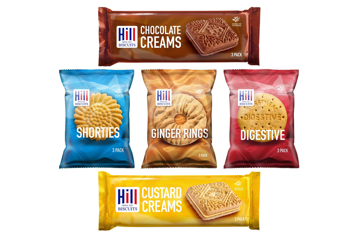 Hill Biscuit Portion Packs | 3 Biscuits Per Pack | 5 Varieties | Individually Wrapped Biscuit Portions (Box of 100)