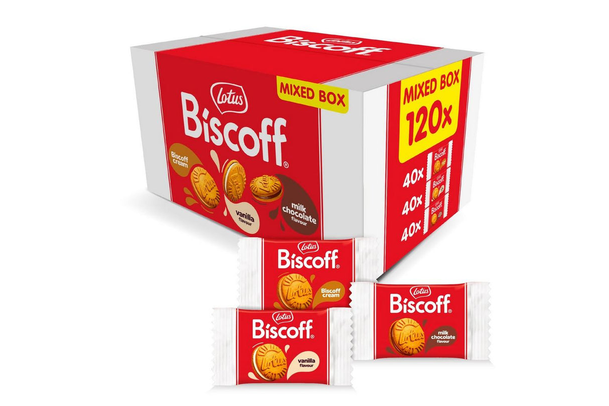 Lotus Biscoff Sandwich Assortment | Single Packs | 3 Varieties | Individually Wrapped Biscuit Portions (Box of 120)