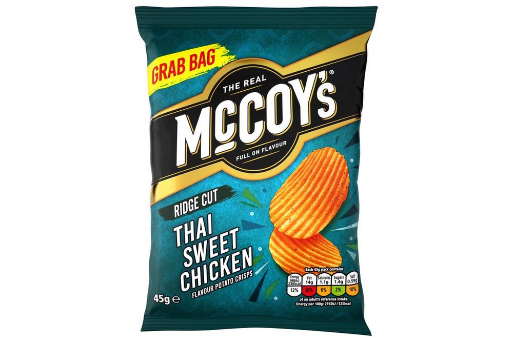 McCoy's Ridge Cut Thai Sweet Chicken Crisps 45g (Box Of 36)