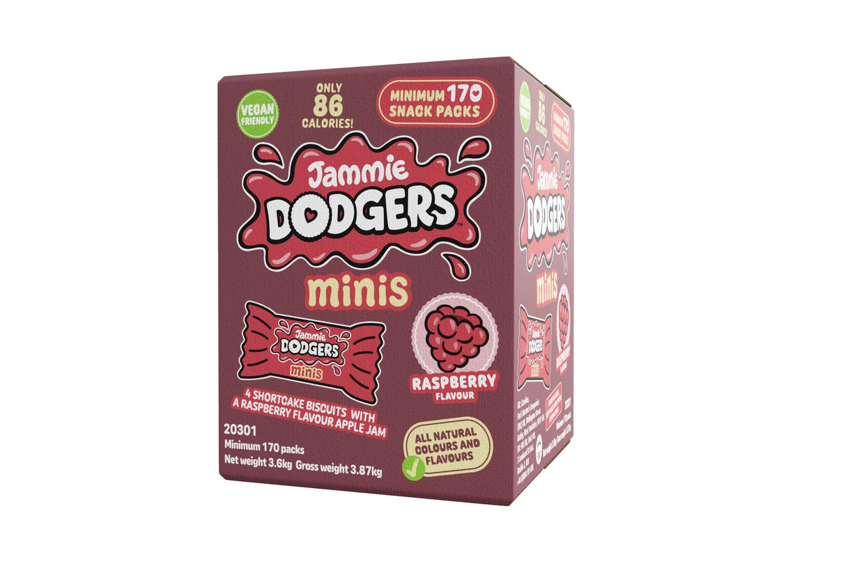 Jammie Dodgers Mini Bulk Box - Individually Wrapped Biscuit Portion Packs (4 Biscuits) 20g-  (Box of 170)