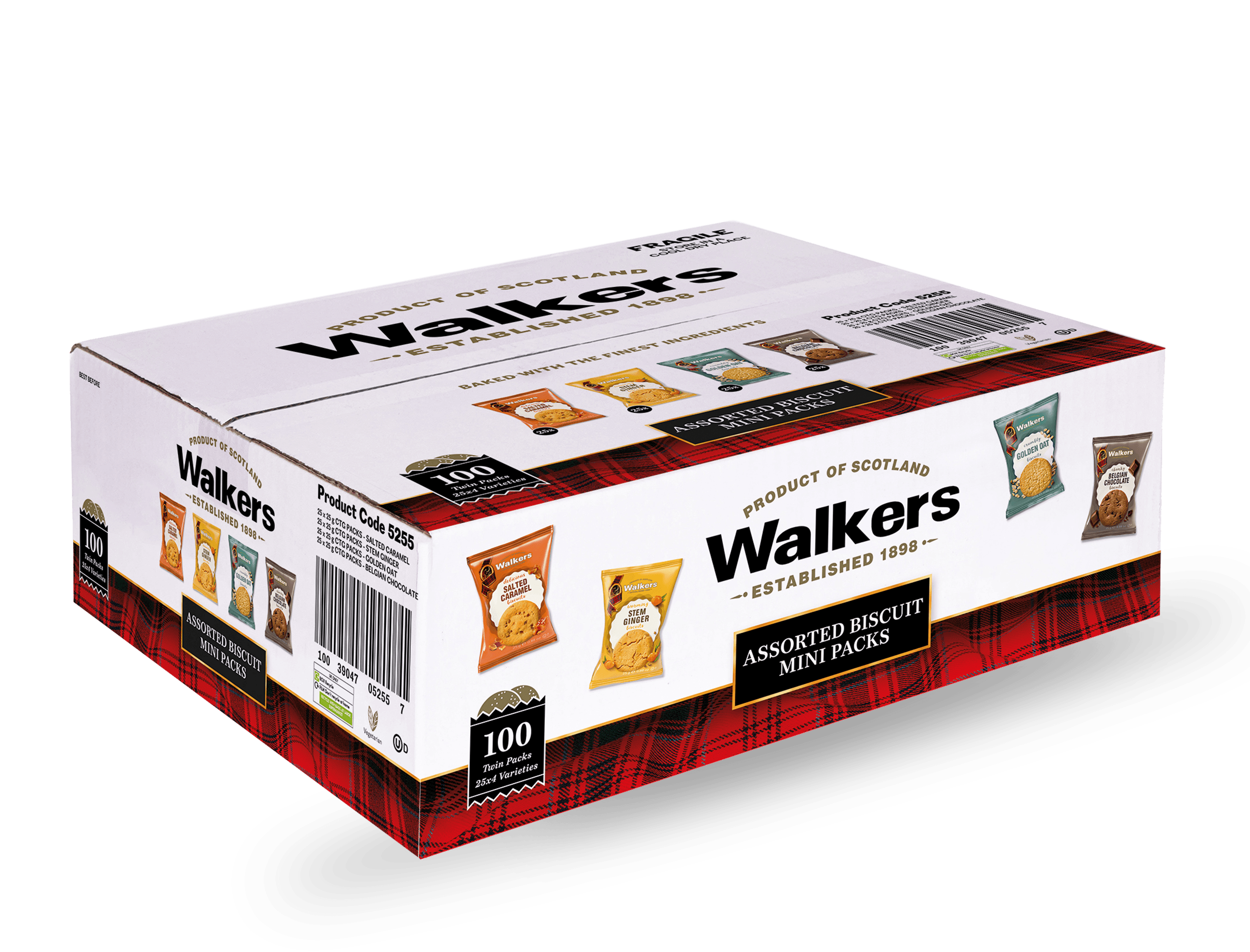 Walkers Individually Wrapped Biscuit Twin Packs - 4 Varieties - 100 Packs of 2 - Vending Superstore