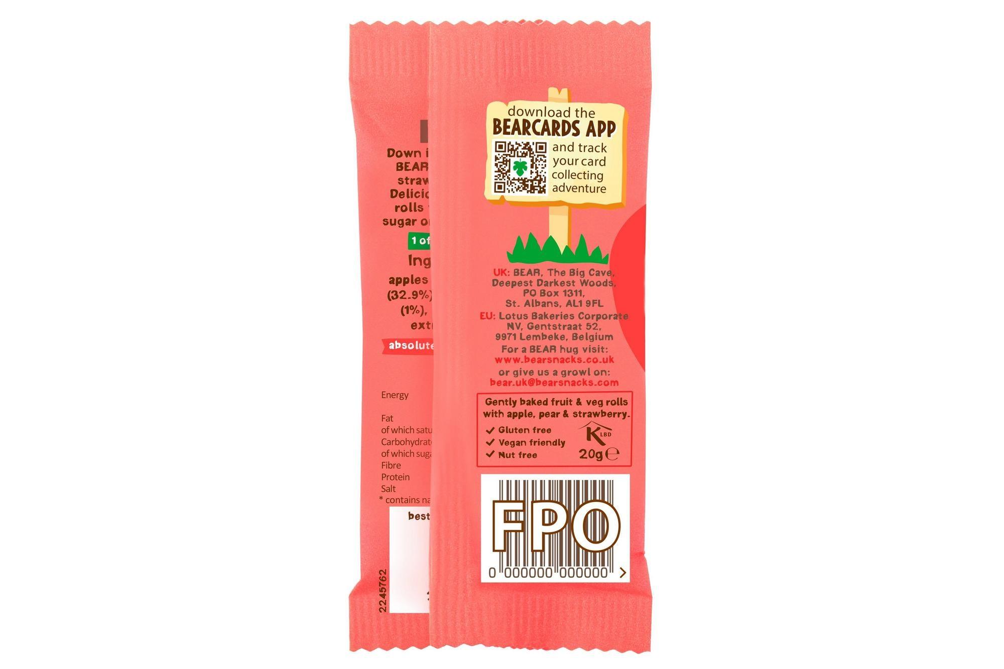 BEAR Fruit Minis Strawberry 3.5 Oz, 5 Count, No Sugar Added Fruit Snacks