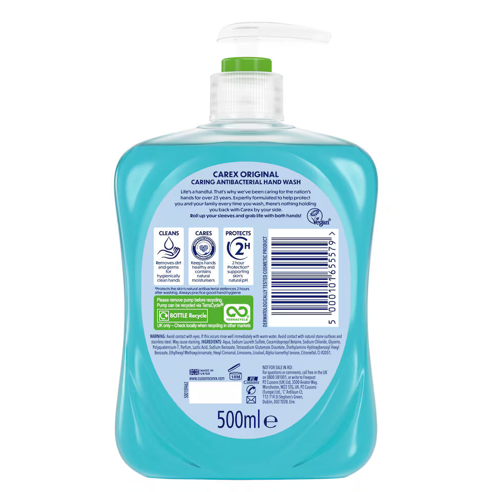 Carex Original Antibacterial Handwash - 500ml (Pack of 6)