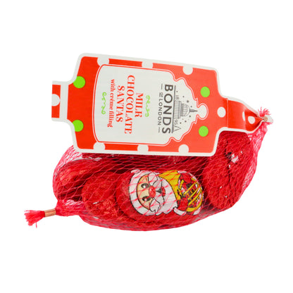 Bonds Milk Chocolate Santas 80g single net with foil-wrapped crème-filled chocolates