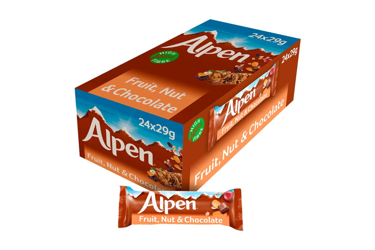 Alpen Fruit, Nut & Chocolate Bar - 29g (Box of 24) Individual Bars