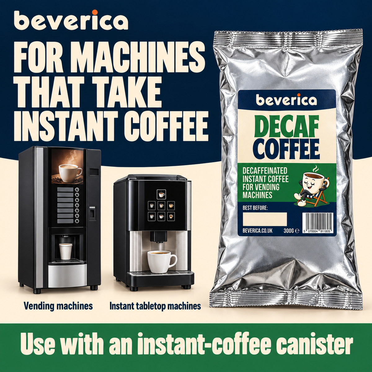 Beverica Decaf Instant Vending Coffee - 300g