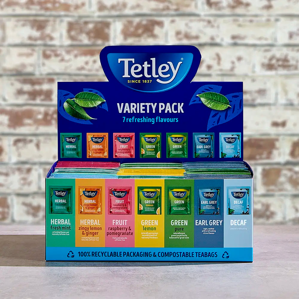 Tetley Variety Pack 7 Flavours - Individually Wrapped Envelope Tea Bags – 90 Pack