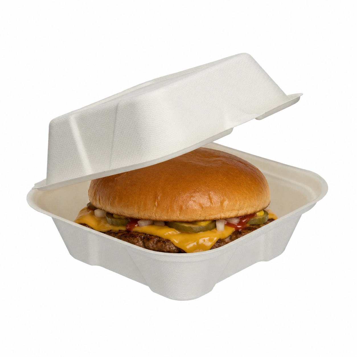 Bagasse Burger Boxes 6" Square - Case of 500