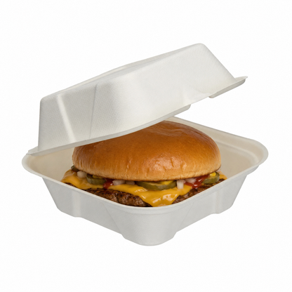 Bagasse Burger Boxes 6" Square - Case of 500