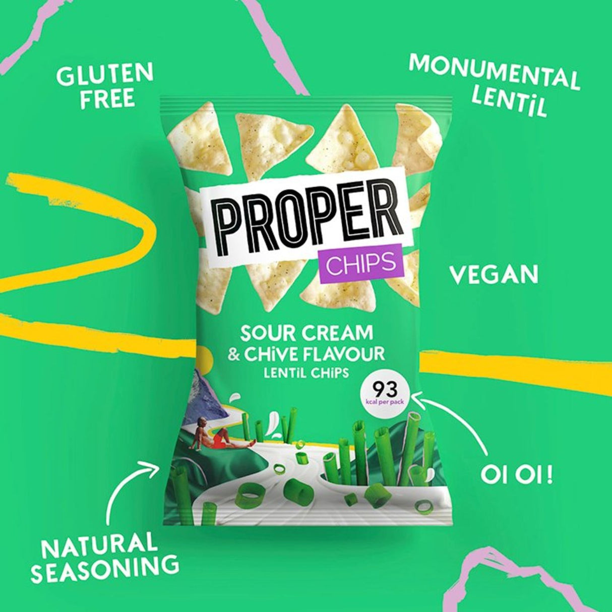 Proper Chips Sour Cream & Chive  - Gluten Free & Vegan 20g (Box Of 24)