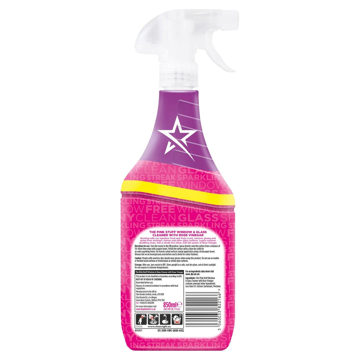 Stardrops The Pink Stuff Window Rose Vinegar Spray 850ml - Vending Superstore