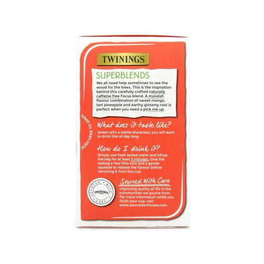 Twinings Tea: Superblends Focus Mango & Pineapple with Ginseng Envelope Tea Bags - 20 Bags - Vending Superstore