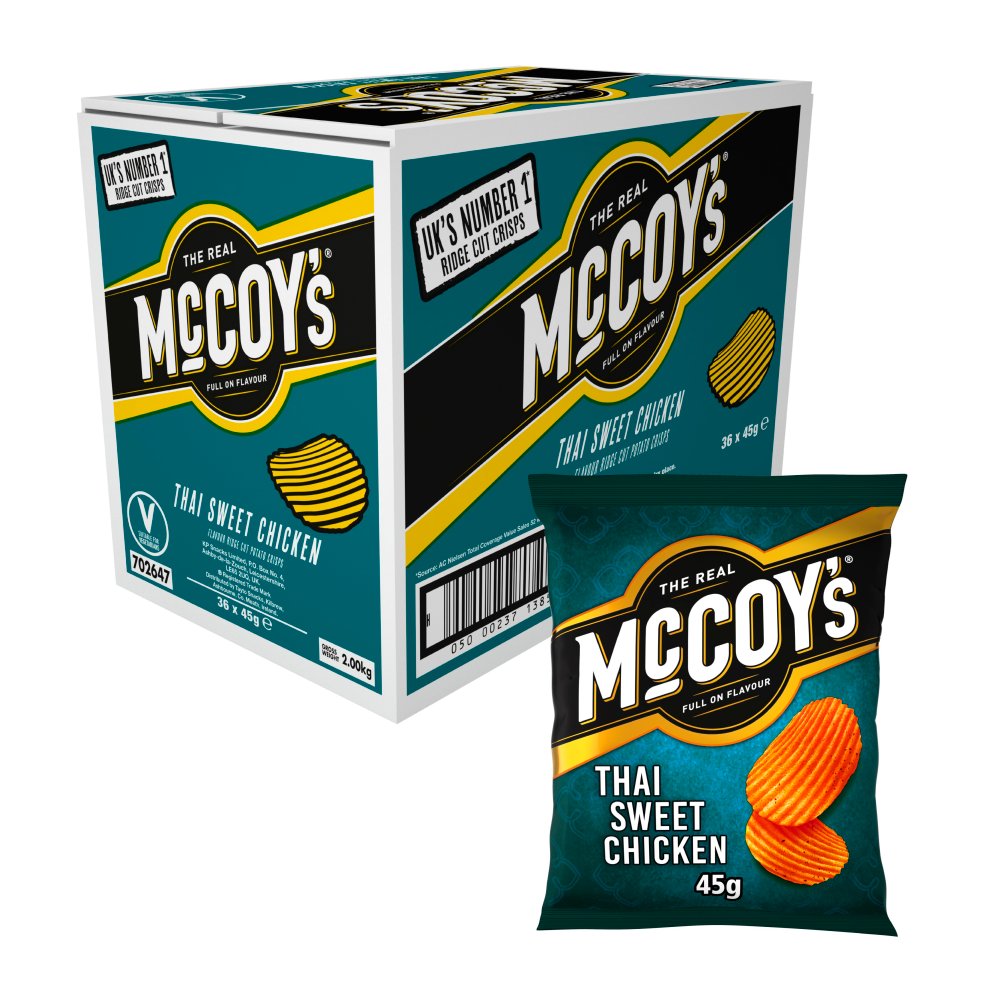 McCoy's Ridge Cut Thai Sweet Chicken Crisps 45g (Box Of 36)