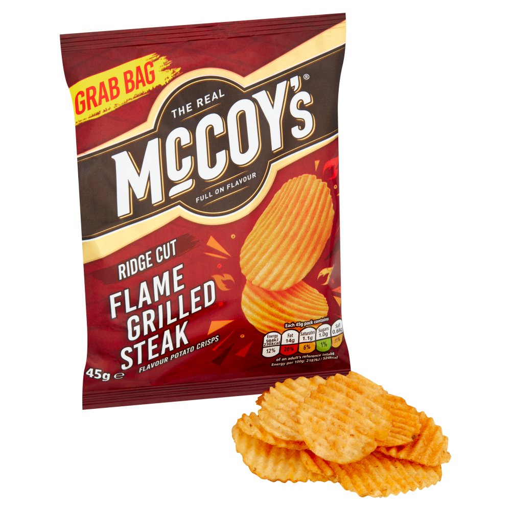 McCoy's Ridge Cut Flame Grilled Steak Crisps 45g (Box Of 36)