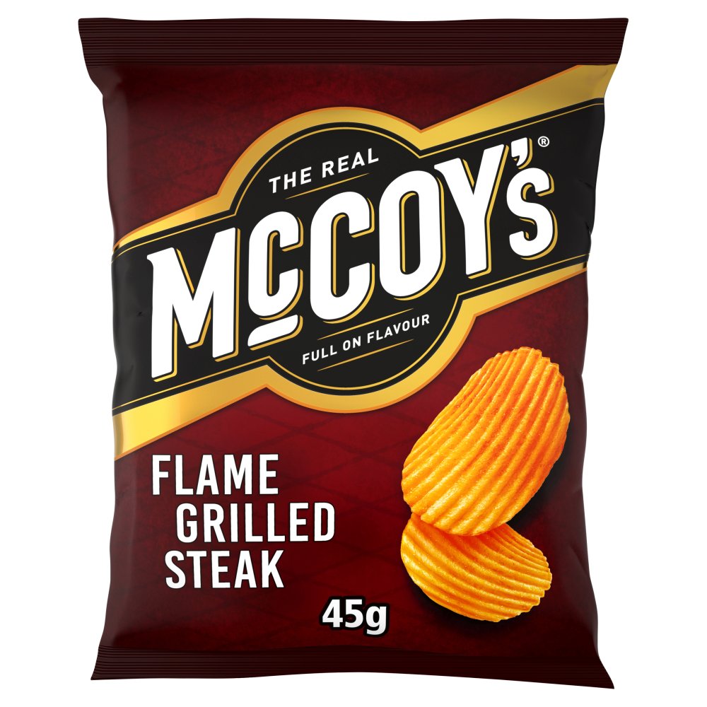 McCoy's Ridge Cut Flame Grilled Steak Crisps 45g (Box Of 36)