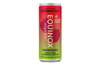 Equinox Organic Apple Lime Guarana and Matcha Kombucha Energy Drink 250ml - Case of 12