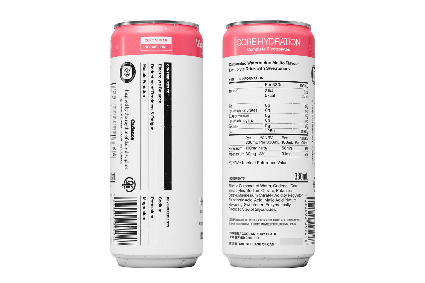 Cadence Watermelon Mojito Zero Sugar Electrolyte Drink 330ml - Case of 12