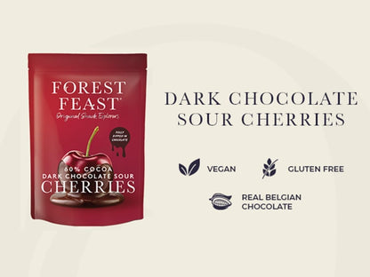 Forest Feast 60% Dark Chocolate Sour Cherries – 40g (Pack of 12)