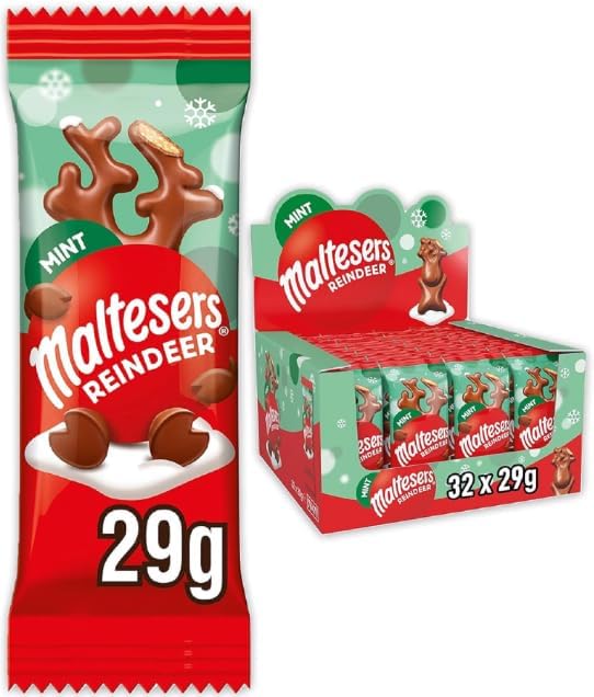 Maltesers Mint Reindeer Chocolate Christmas Treat 29g (Box of 32)