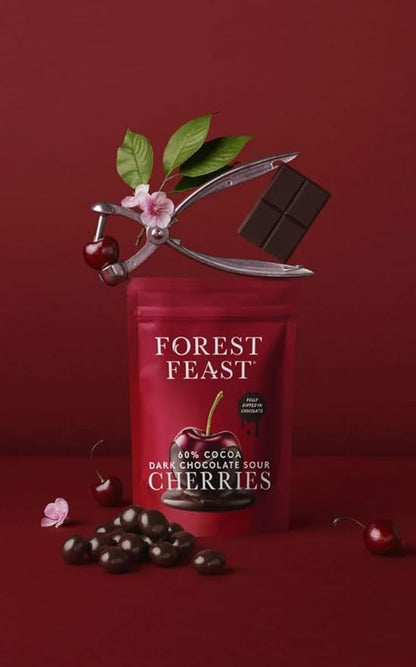 Forest Feast 60% Dark Chocolate Sour Cherries – 40g (Pack of 12)