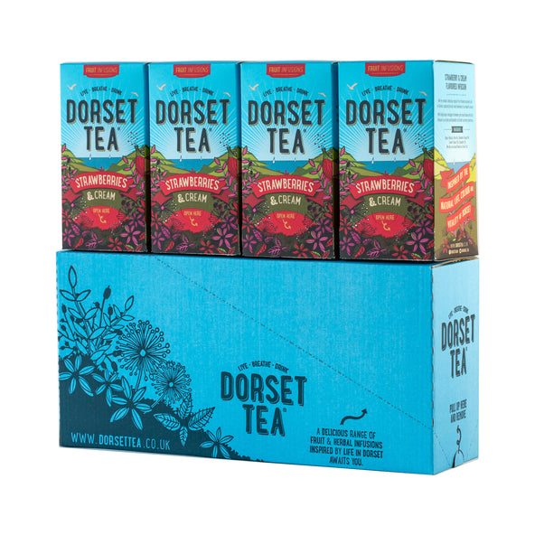 Dorset Tea: Strawberries & Cream - Individually Wrapped Envelope Tea Bags - (Box of 20)