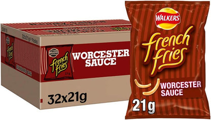 Walkers French Fries Worcester Sauce Crisps 21g (Box of 32)