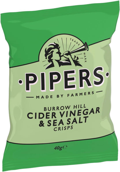 Pipers Burrow Hill Cider Vinegar & Sea Salt Crisps 40g (Box of 24)