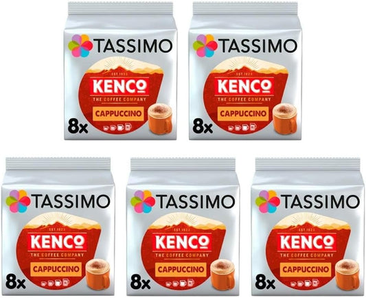 Tassimo Kenco Cappuccino Coffee Pods, 8 Capsules (Pack of 5)