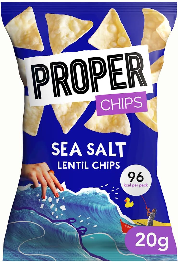 Proper Chips Lentil Sea Salted  - Gluten Free & Vegan 20g (Box Of 24)