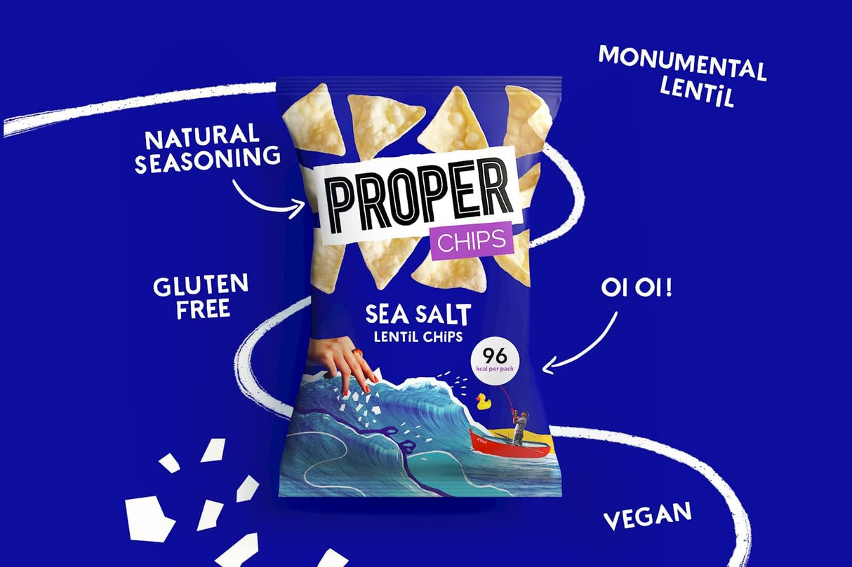 Proper Chips Lentil Sea Salted  - Gluten Free & Vegan 20g (Box Of 24)