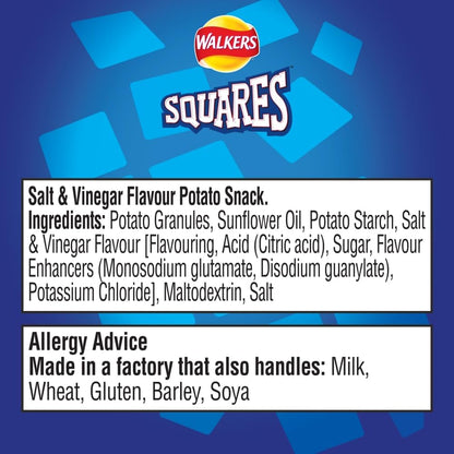 Walkers Squares Salt & Vinegar Crisps 27.5g (Box of 32)