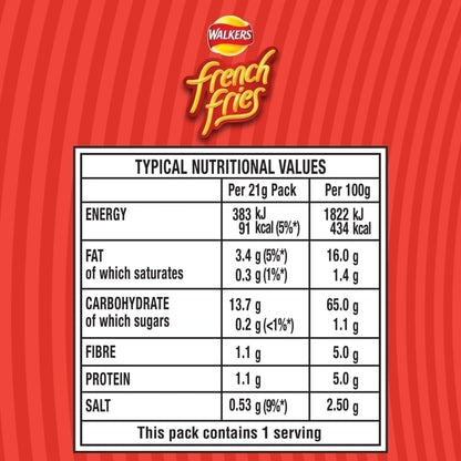 Walkers French Fries Ready Salted Crisps 21g (Box of 32)