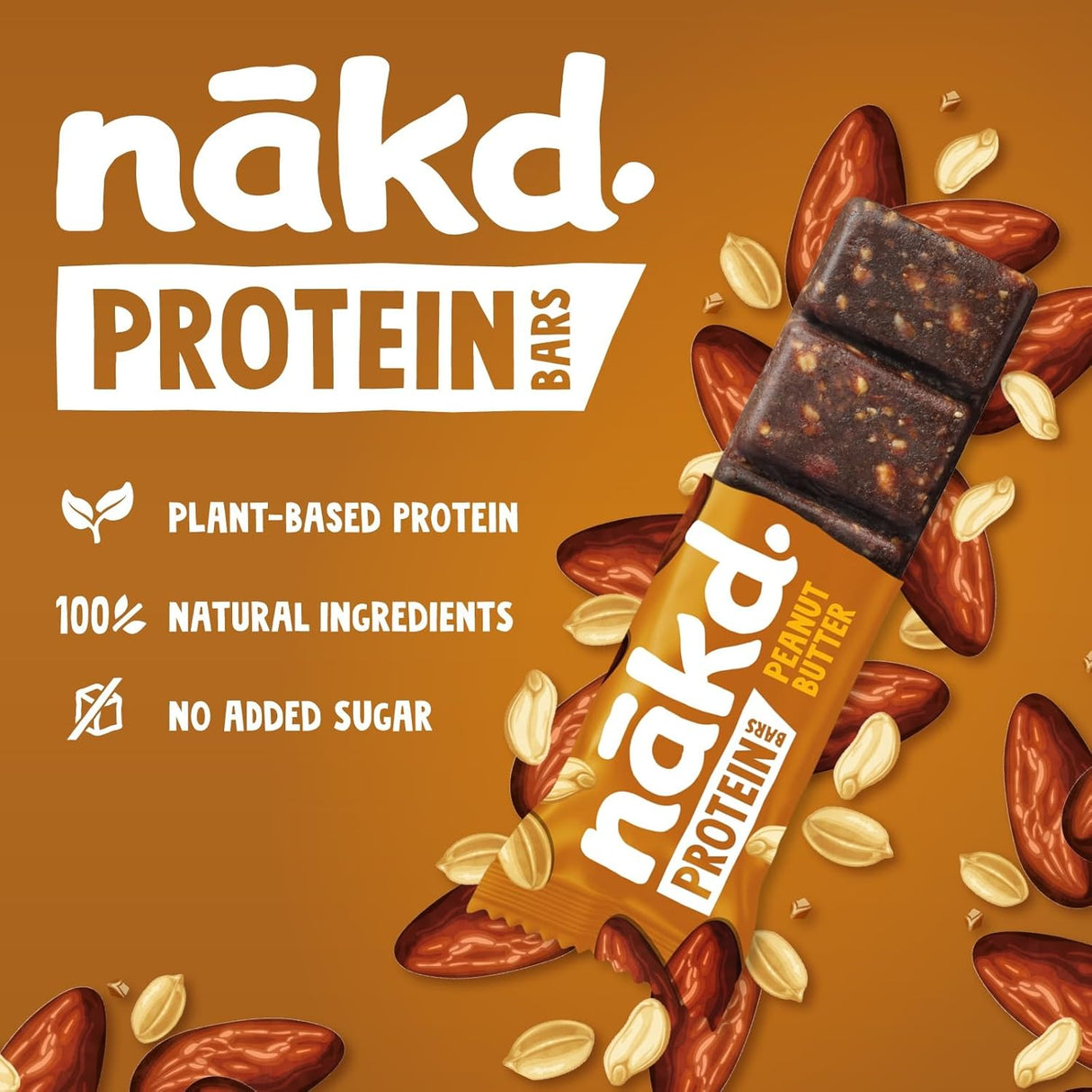 Nakd Peanut Butter Protein Bar - Vegan - Healthy Snack - 45g (Box of 16)