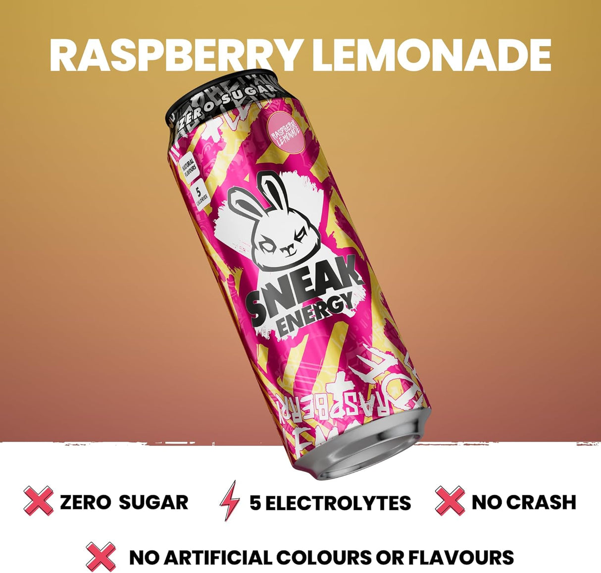 Sneak Energy Raspberry Lemonade 500ml (Pack of 12)