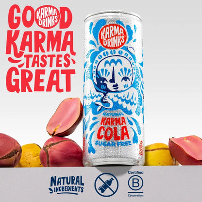 Karma Drinks Karma Cola Sugar Free Fizzy Soft Drink 250ml - Case of 24