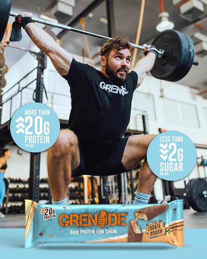 Grenade Chocolate Chip Cookie Dough High Protein, Low Sugar Bar - 60g (Box of 12)