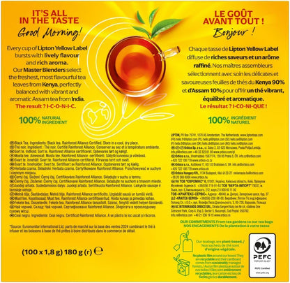 Lipton Yellow Label Tea Bags String & Tag - Pack of 100