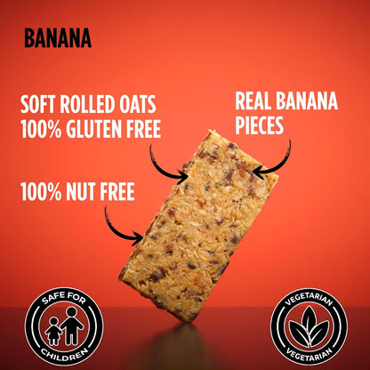 GetBuzzing Nut & Gluten Free Banana Flapjack Bar 62g - Box of 20